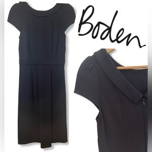 Boden Limited Edition Navy Jersey Knit Dress Sz 6 Cap Sleeve V Back Zip Closure